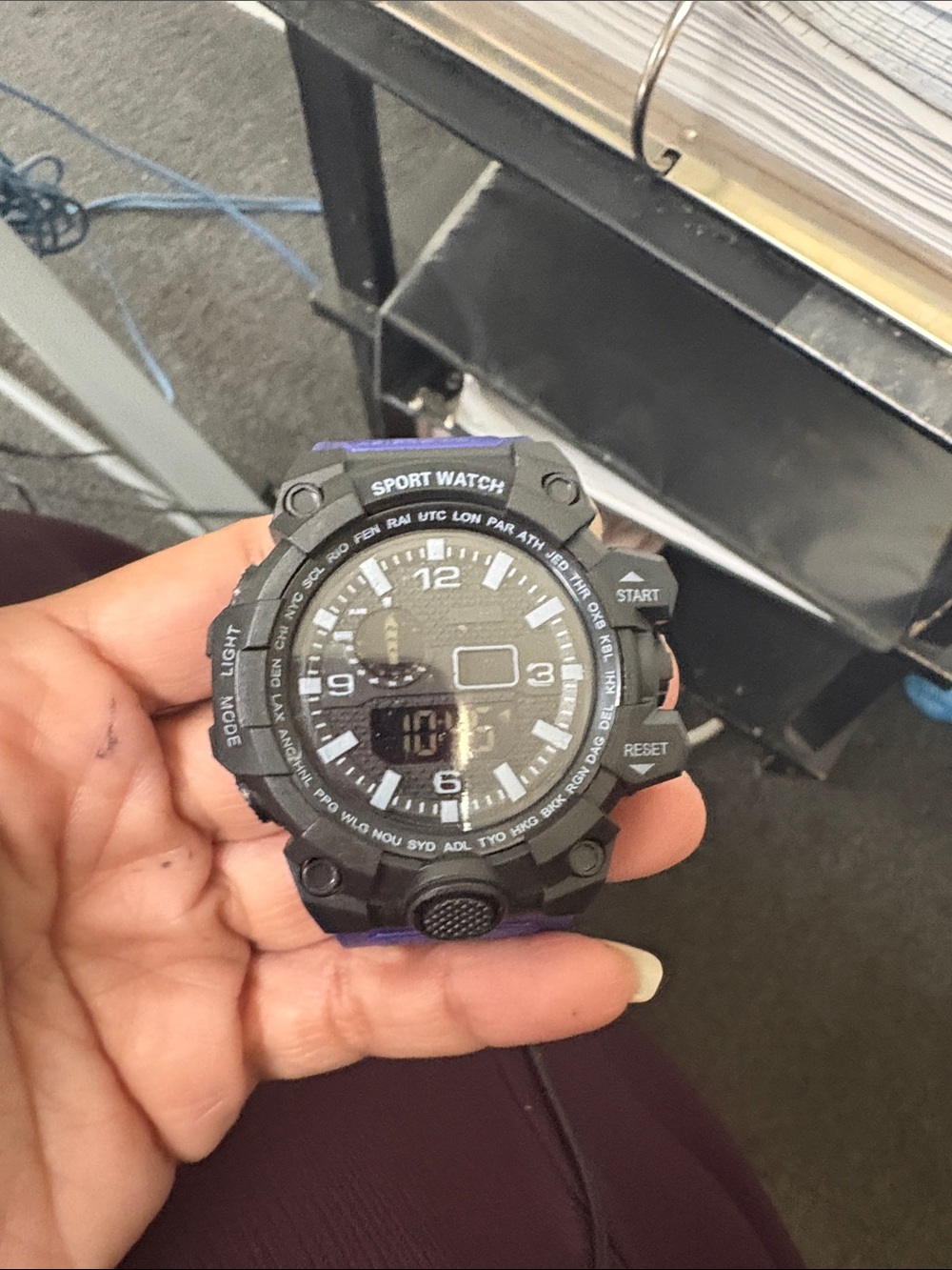 Sport Watch - Black and Purple Rugged Digital-Analog Watch